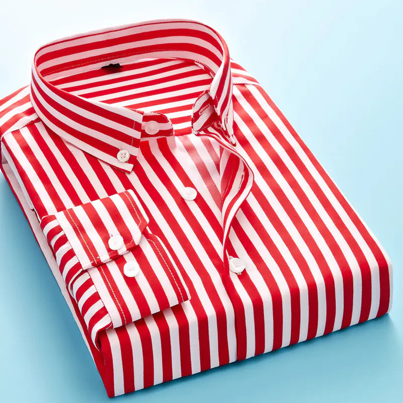 Men's Long Sleeve Striped Dress Shirt (Business Attire)