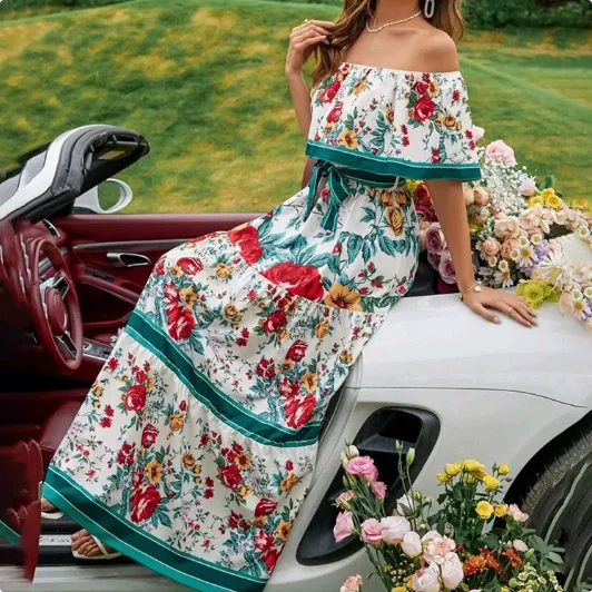 Lamu Dress - Stylish Floral Backless Maxi Dress