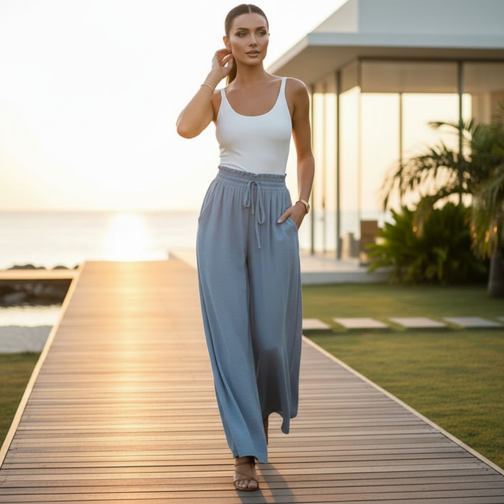 Coastal Breeze Wide-Leg Trousers