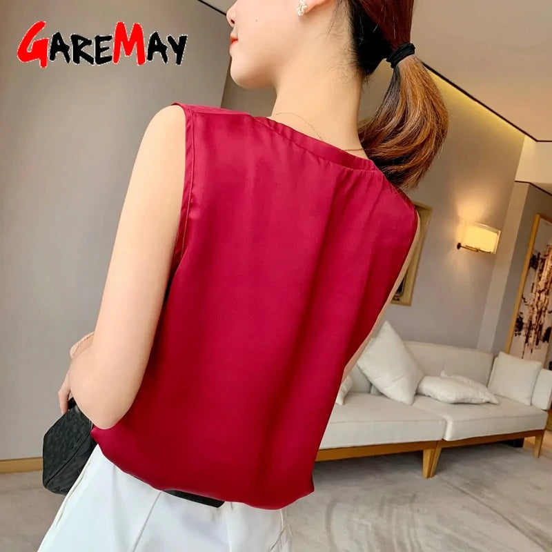 Women's Sleeveless Satin Blouse