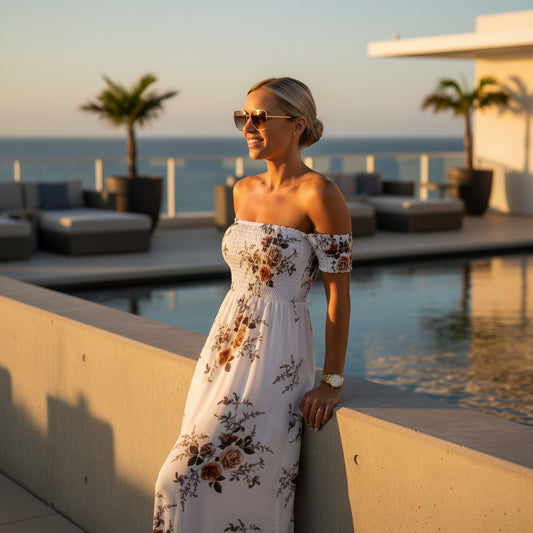 Off Shoulder Leg Split Summer Dress