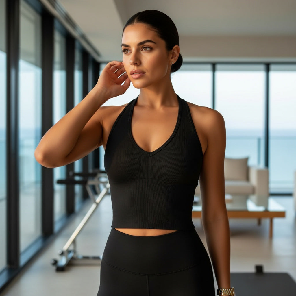 The Aspire Seamless Halter Active Top