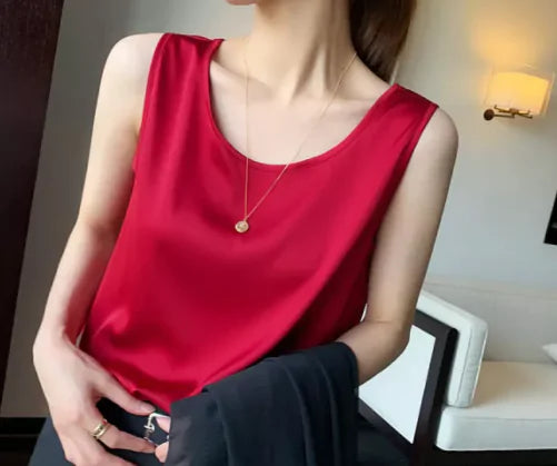 Women's Sleeveless Satin Blouse