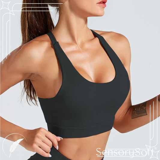 Cross-Back Sports Bra: Removable Padding, Soft Fabric Blend