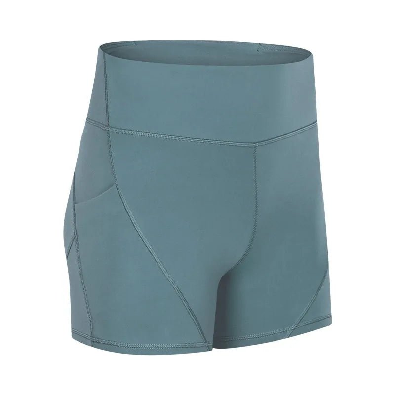 Anti - sweat Plain Athletic High Waisted Shorts With Two Side Pocket - SensorySoft