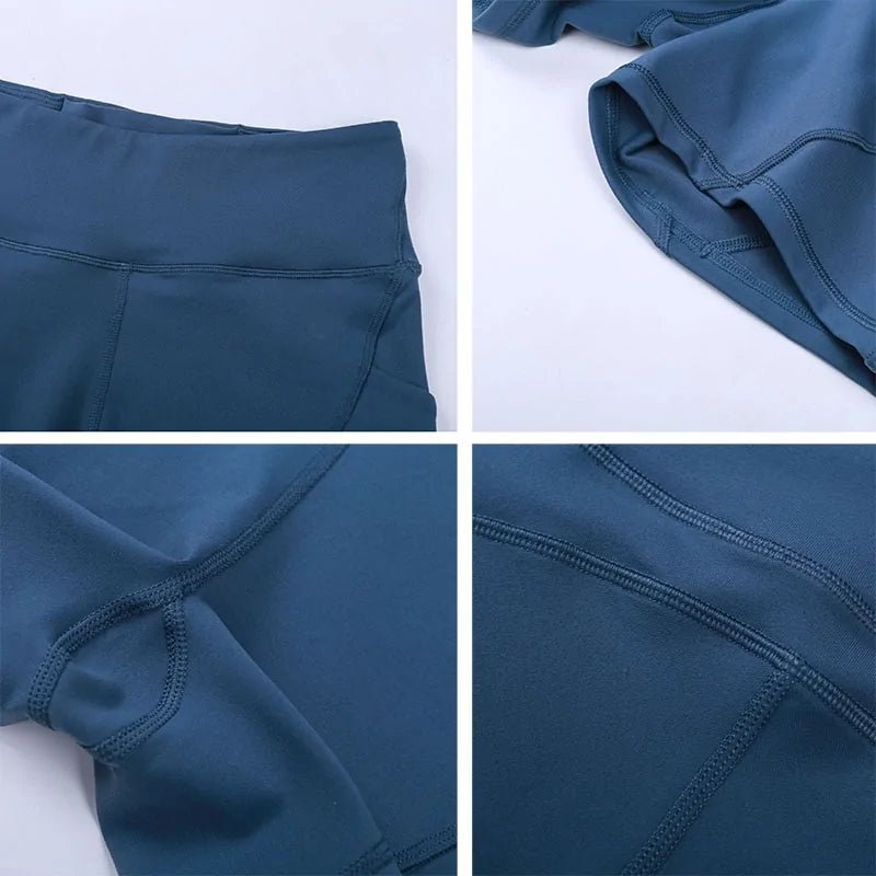 Anti - sweat Plain Athletic High Waisted Shorts With Two Side Pocket - SensorySoft