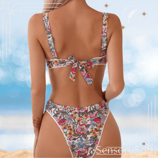 Back Knotted Beach Wear Bathing Suit - SensorySoft