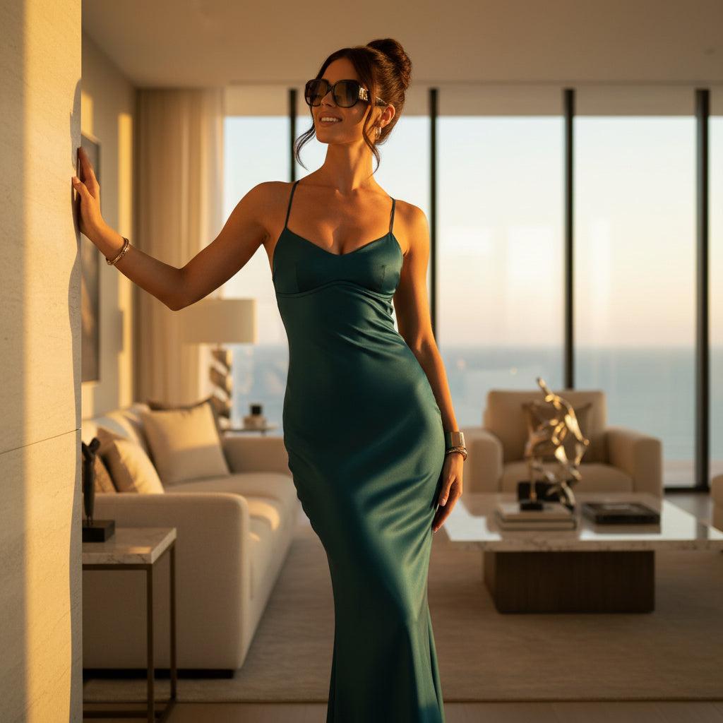 Sexy Satin Lace-up Backless Elegance Dress