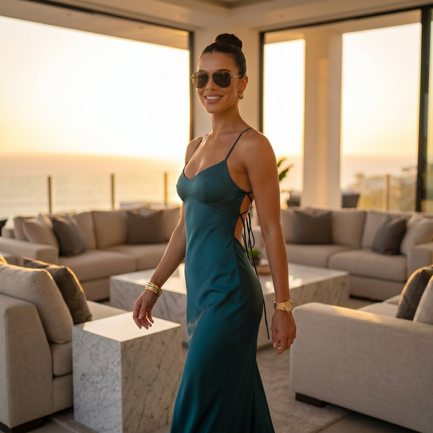 Sexy Satin Lace-up Backless Elegance Dress