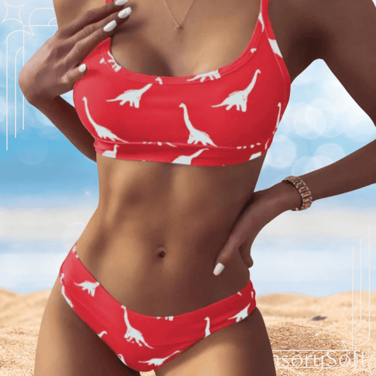 Brazilian Bikini Swimsuit - In Red - SensorySoft