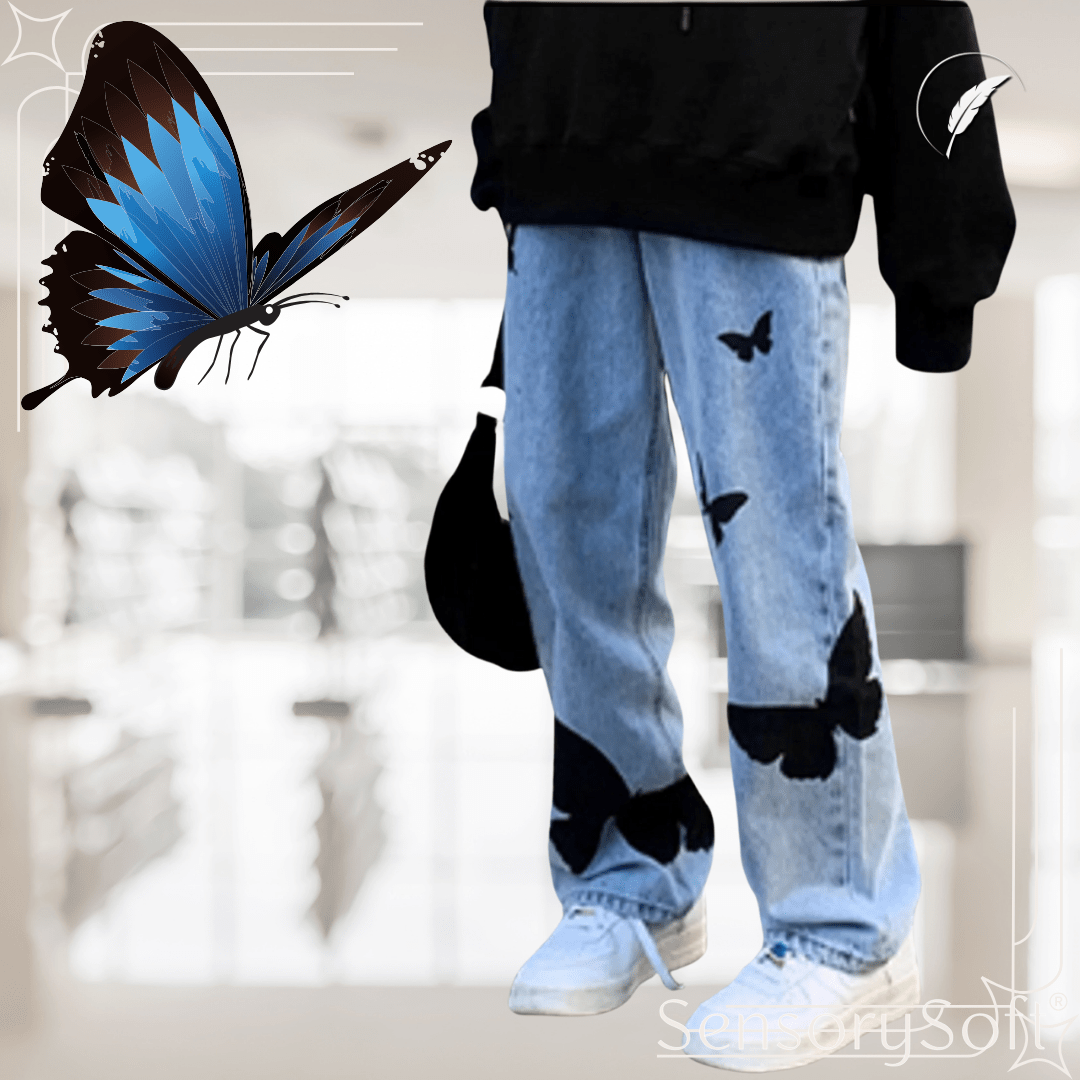 Butterfly Print Jeans – Bold, Playful, and Uniquely Stylish - SensorySoft