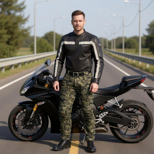 Camouflage Jeans with Racing Belt Protector - Motorcycle Riding - SensorySoft