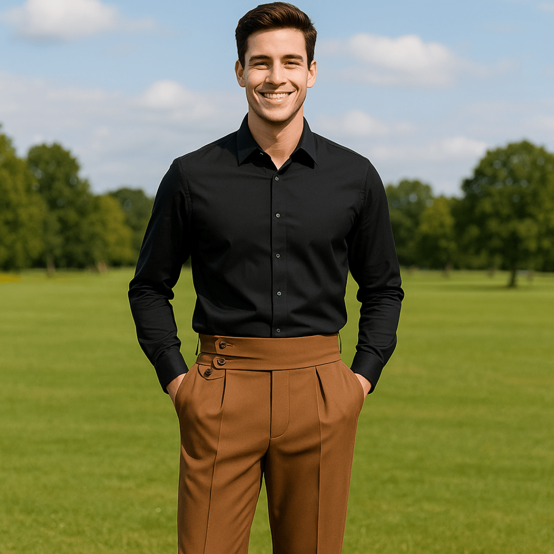 Casual Business Trousers in Khaki Brown - SensorySoft