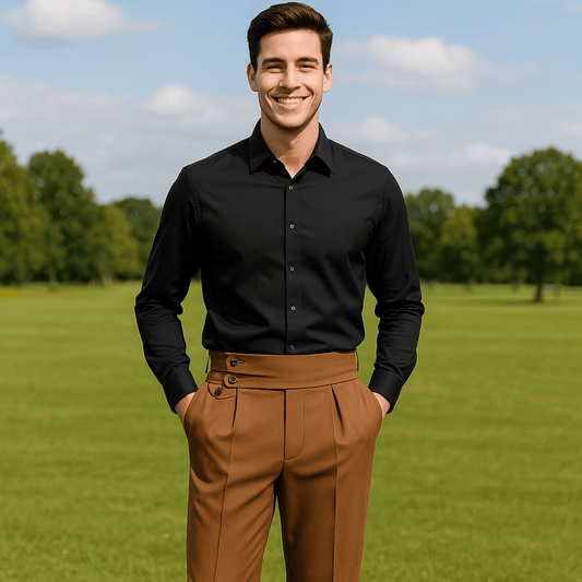 Casual Business Trousers in Khaki Brown - SensorySoft
