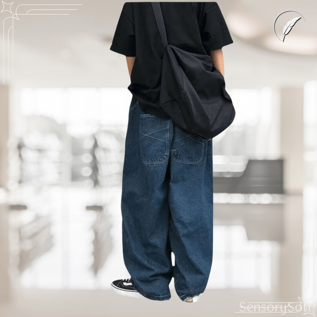 Casual Stitching Denim Jeans – Blue Bootcut - SensorySoft