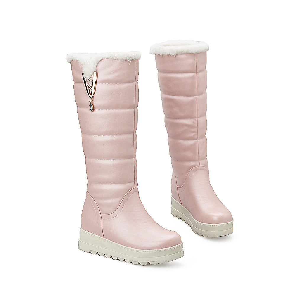 Women's High-Top Winter Snow Boots with Thick Sole