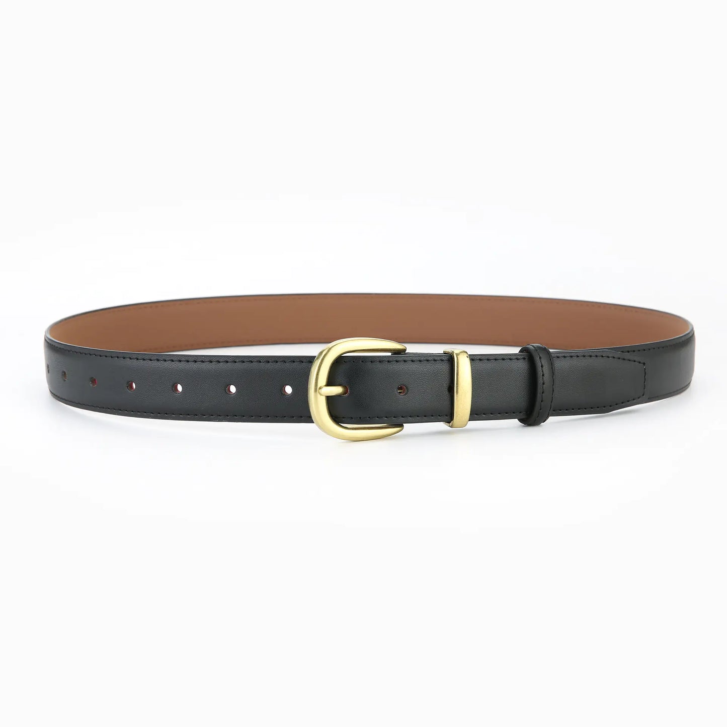 Ladies' Vintage Black Leather Belt for Jeans and Skirts