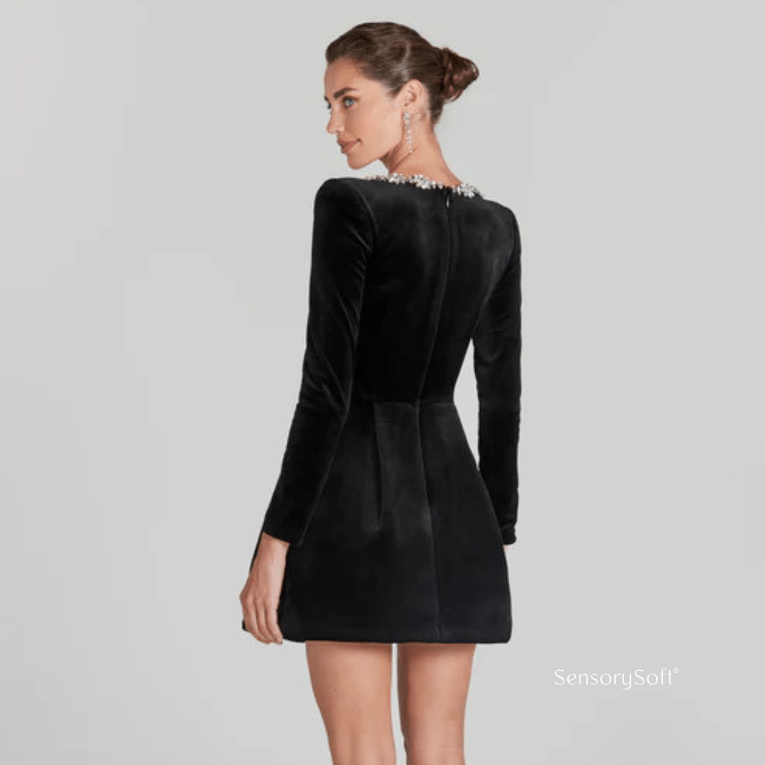 Chloe™ Maxikleid - Elegant Summer Long Sleeve Dress with Rhinestones - SensorySoftShop