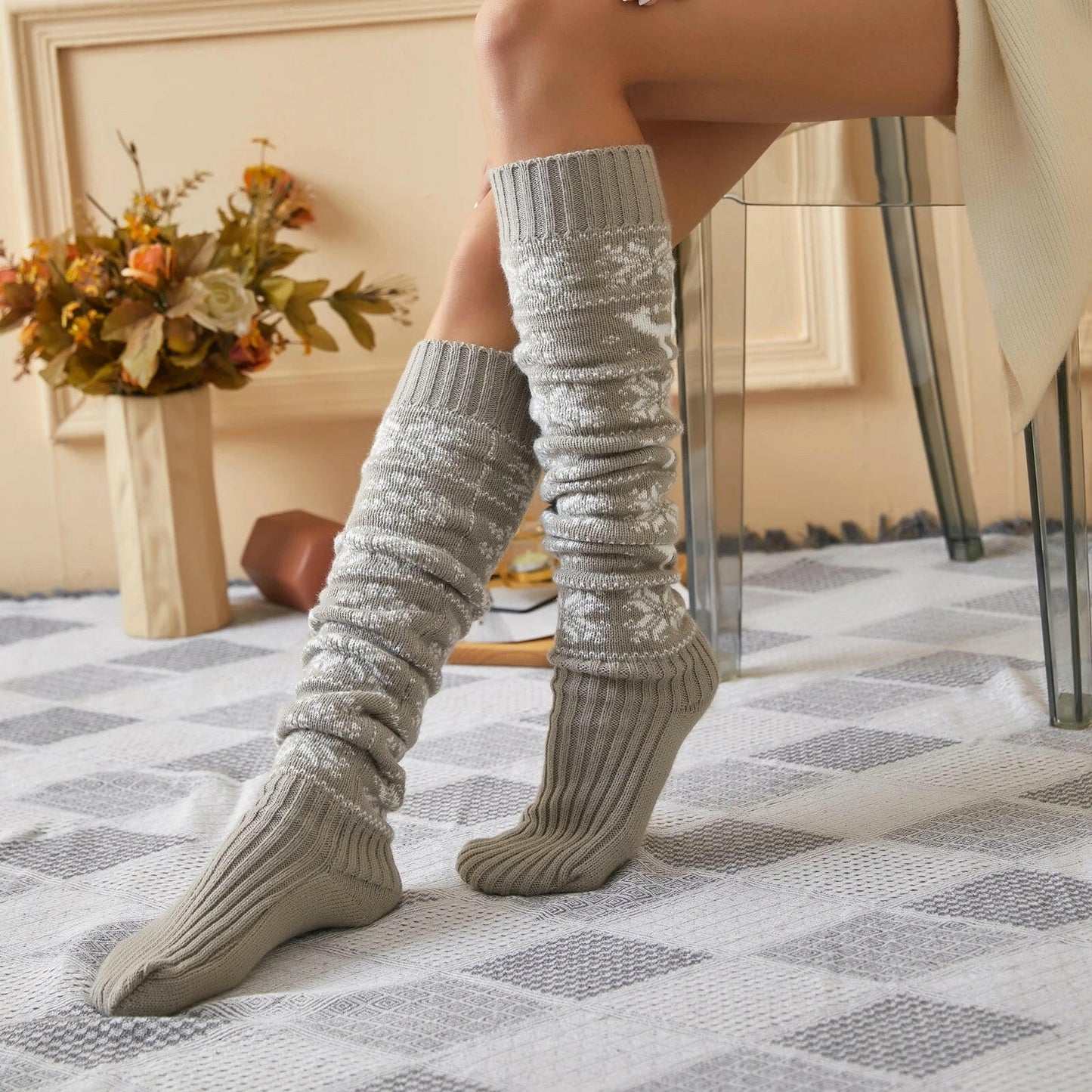 Christmas Knee Stockings Snowflake - SensorySoftShop