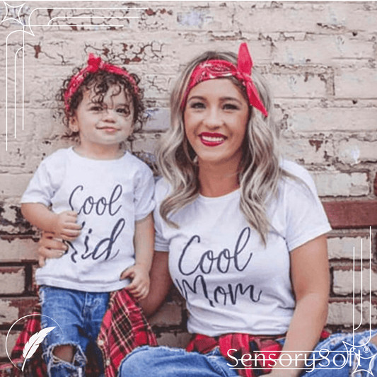 Cool Mom' & 'Cool Kid' Matching Mom and Child Shirts - SensorySoftShop