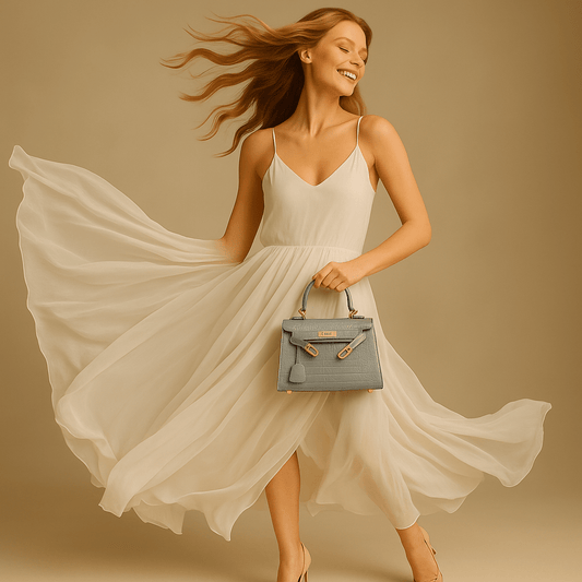 Crocodile Pattern Leather Handbags In Chic Gray - SensorySoft