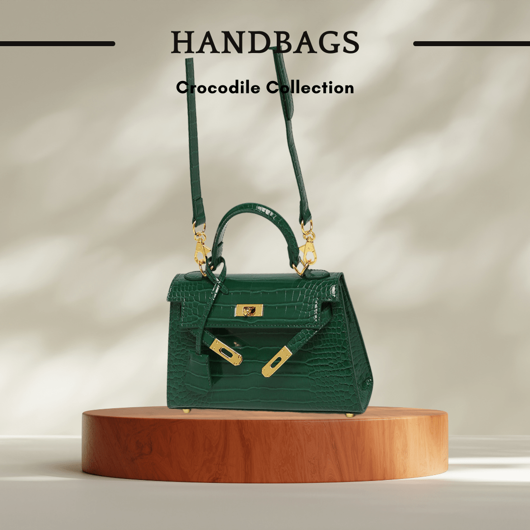 Crocodile Pattern Leather Handbags in Modern Green - SensorySoft