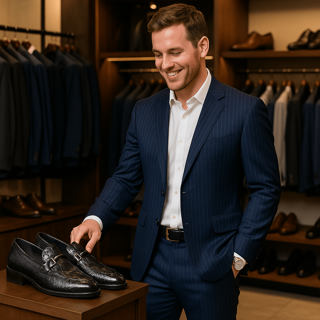Crocodile Pattern Men's Leather Dress Shoes - SensorySoft