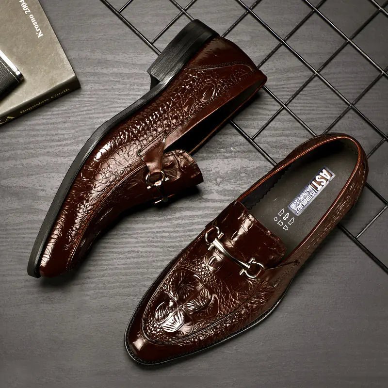 Crocodile Pattern Men's Leather Dress Shoes - SensorySoft