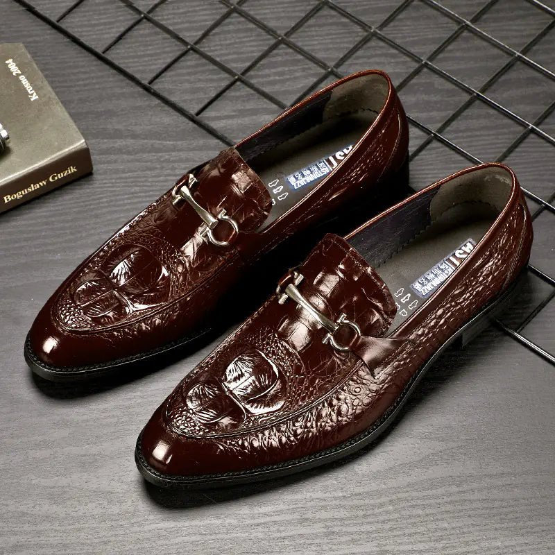 Crocodile Pattern Men's Leather Dress Shoes - SensorySoft