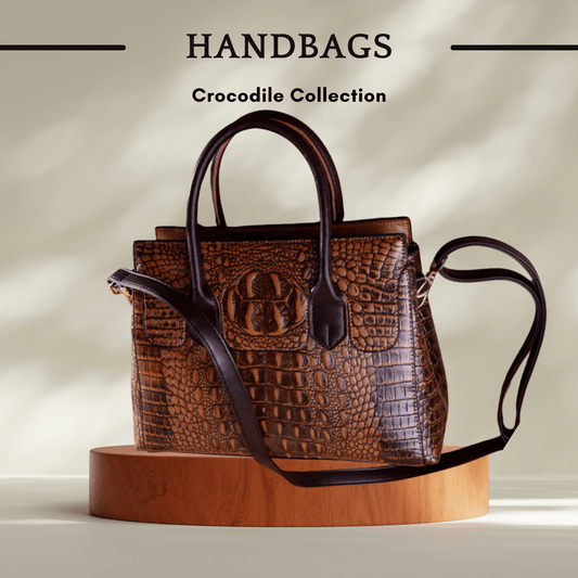Crocodile Pattern Women's Handbag - Earthy Brown - SensorySoft