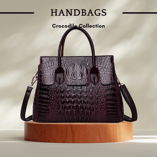 Crocodile Pattern Women's Handbag - Rich Deep Purple - SensorySoft