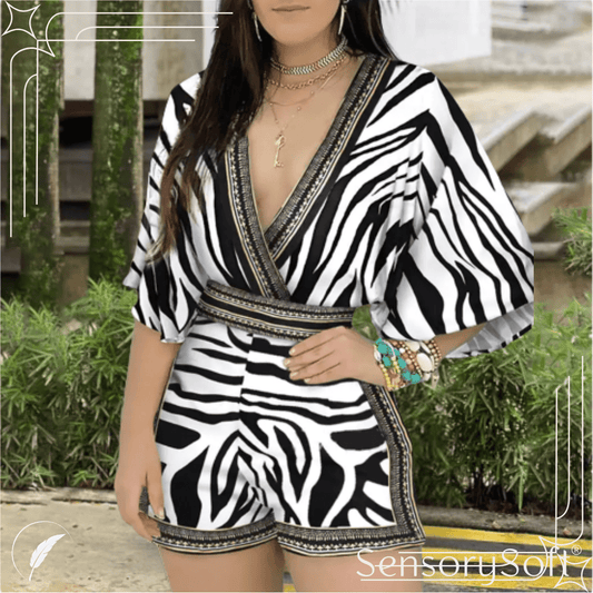 Deep V Neck Romper - 6 varying patterns - SensorySoft