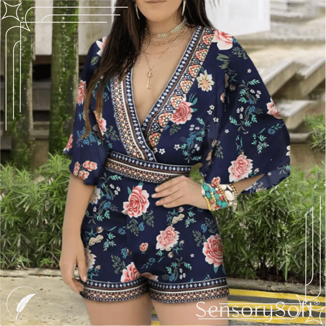 Deep V Neck Romper - 6 varying patterns - SensorySoft