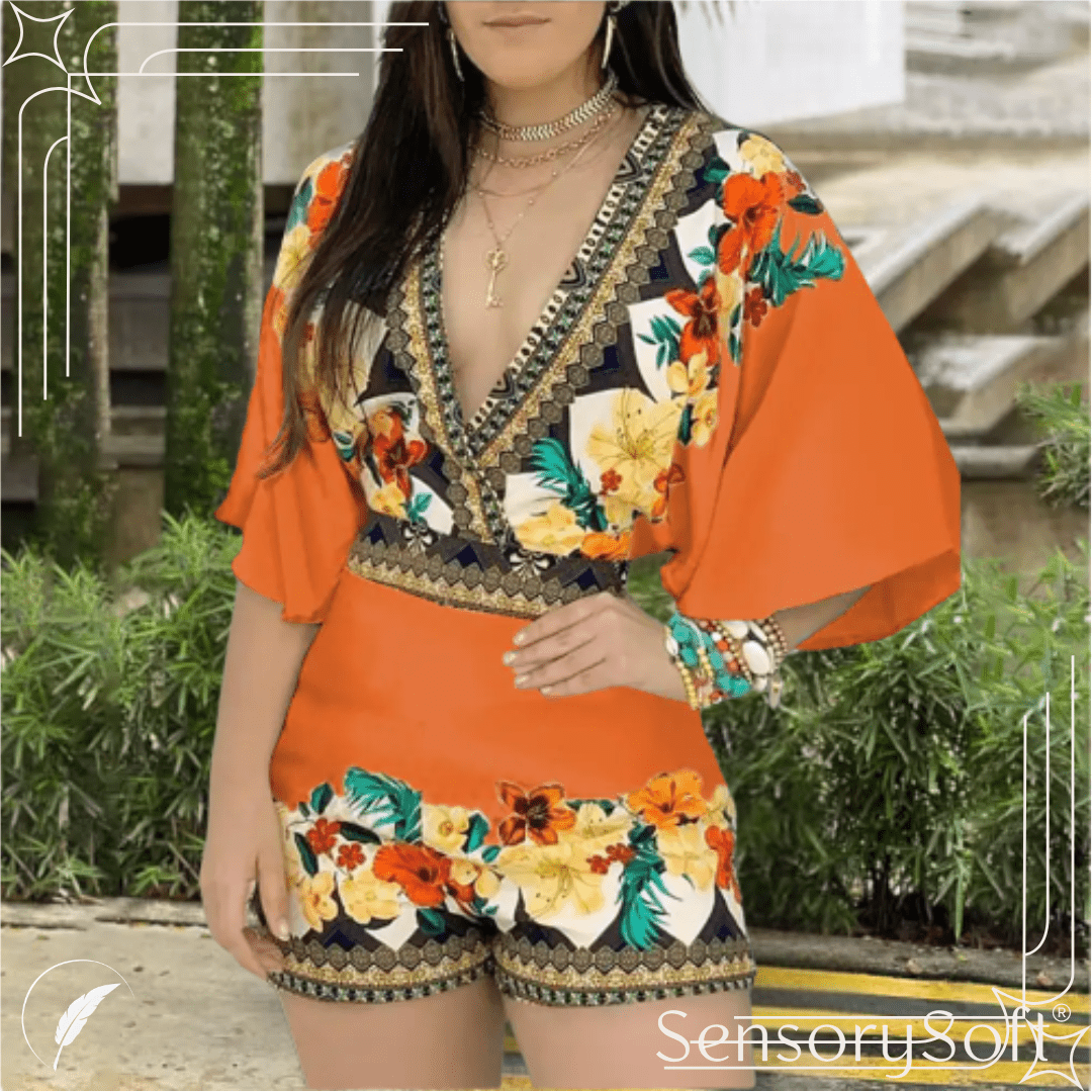 Deep V Neck Romper - 6 varying patterns - SensorySoft