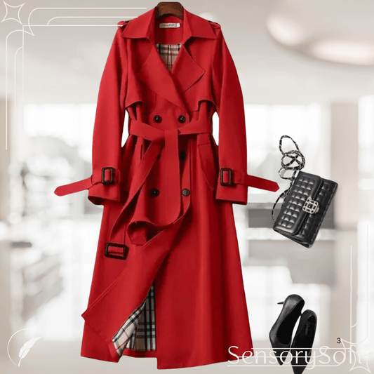 Double Breasted Ladies Winter Trench Coat - SensorySoft
