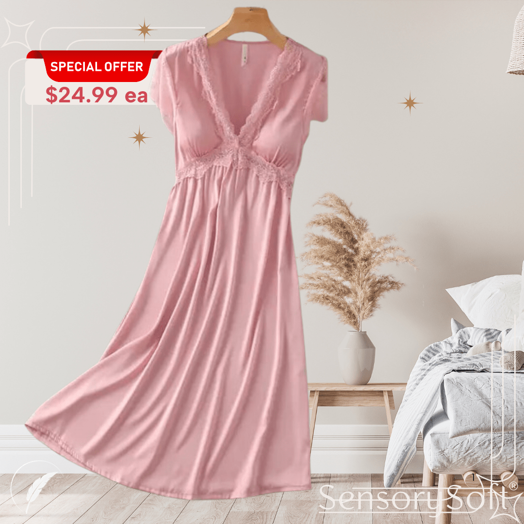 Dreamy Satin Lace Nightgown - SensorySoftShop