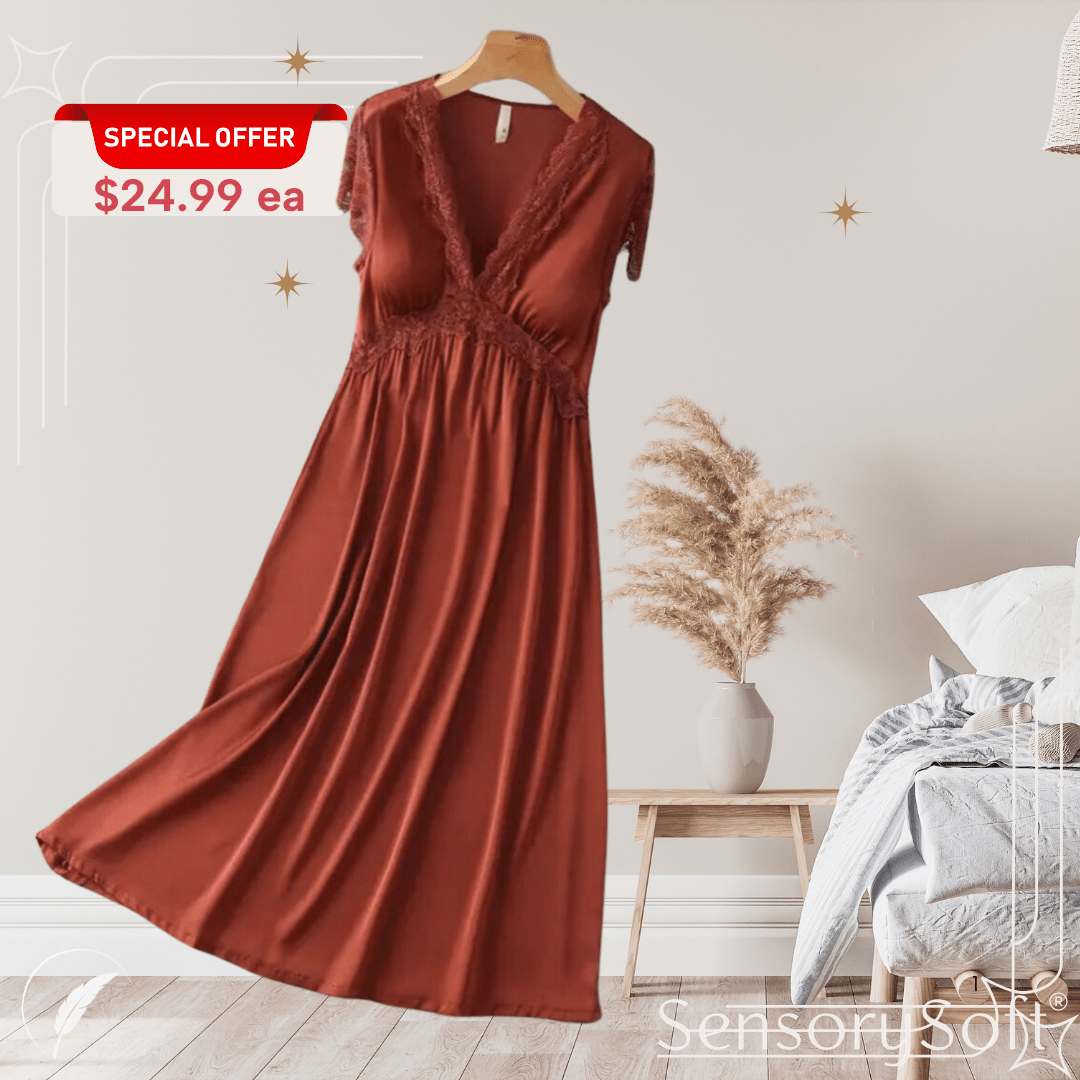 Dreamy Satin Lace Nightgown - SensorySoftShop