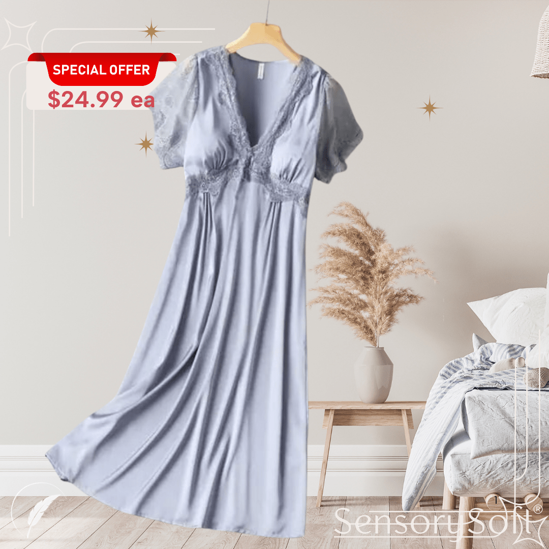 Dreamy Satin Lace Nightgown - SensorySoftShop