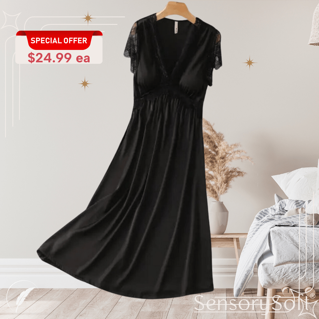 Dreamy Satin Lace Nightgown - SensorySoftShop