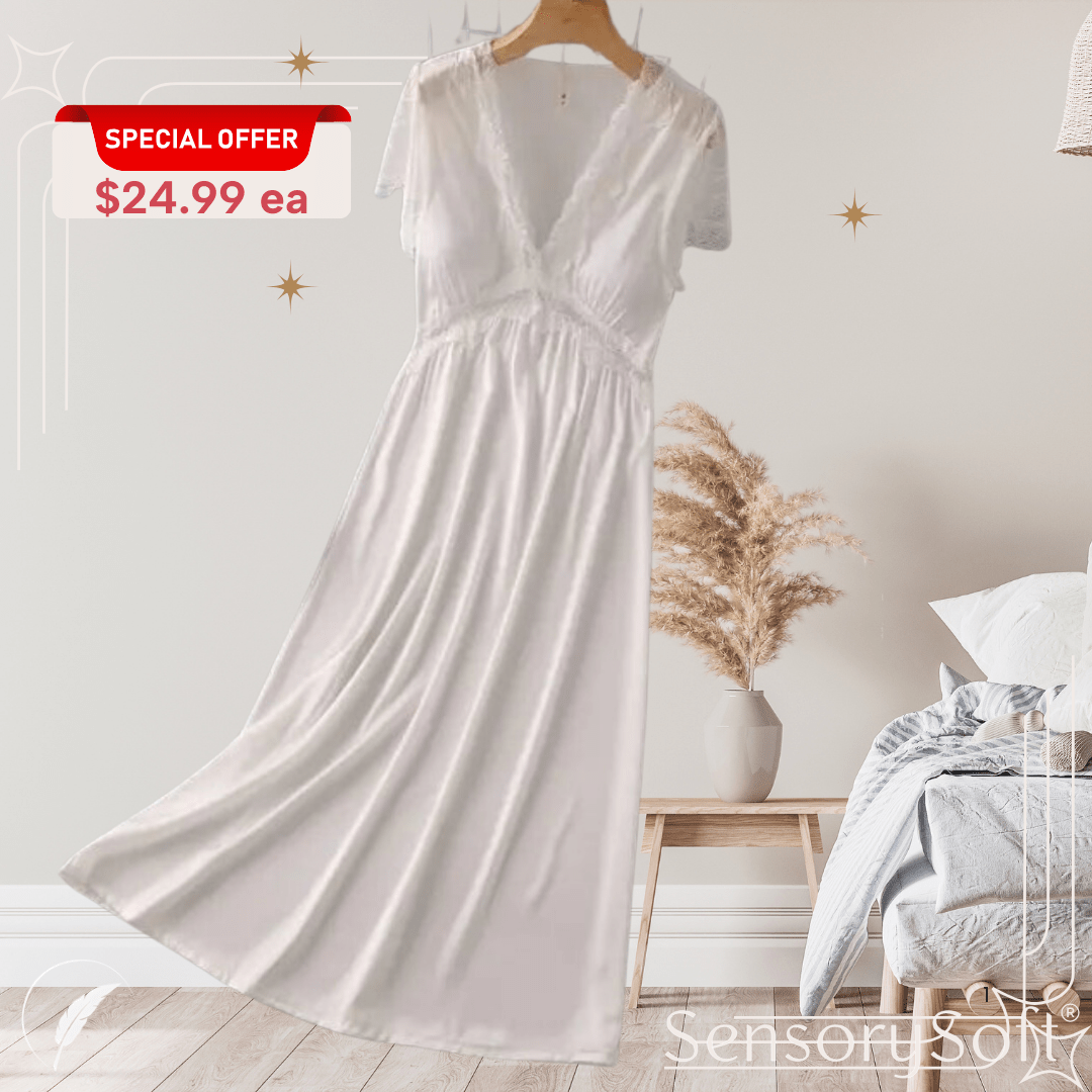 Dreamy Satin Lace Nightgown - SensorySoftShop
