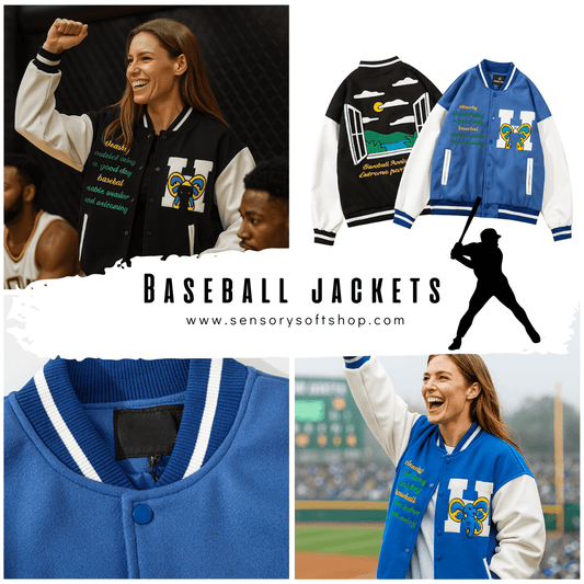 Embroidered Color Matching Couple Baseball Jacket - SensorySoft