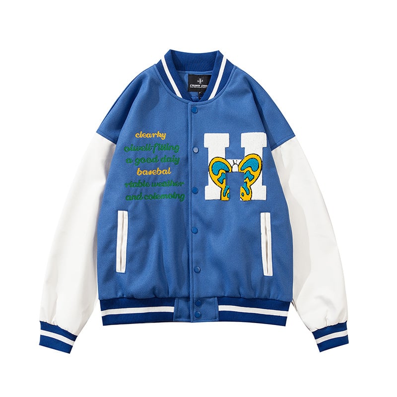 Embroidered Color Matching Couple Baseball Jacket - SensorySoft