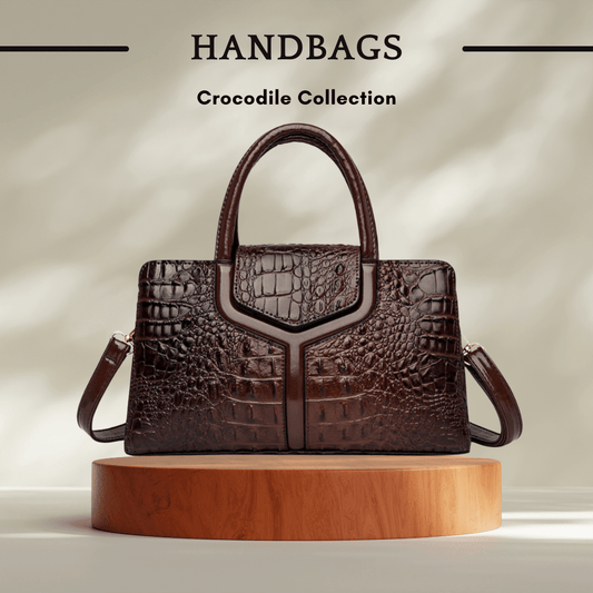 Faux Crocodile Leather Messenger Bag in Brown - SensorySoft