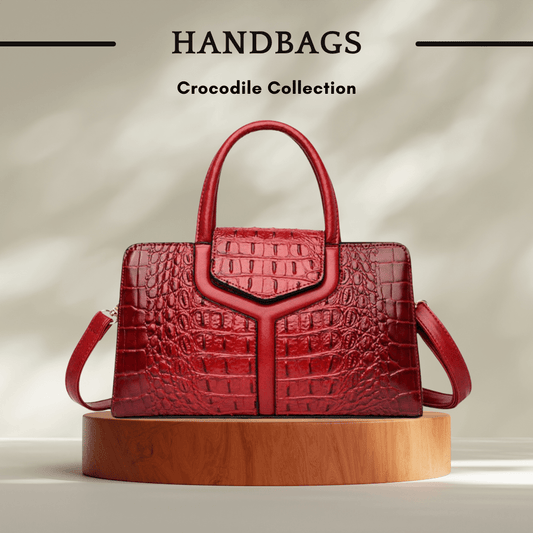 Faux Crocodile Leather Messenger Bag in Crimson Red - SensorySoft