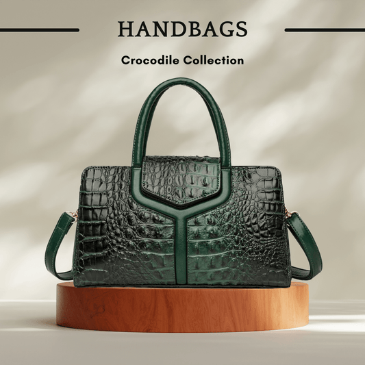 Faux Crocodile Leather Messenger Bag in Green - SensorySoft