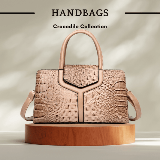 Faux Crocodile Leather Messenger Bag in Khaki - SensorySoft