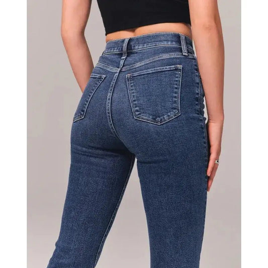 Flattering High - Waist Flare Jeans – Timeless Fashion in Traditional Denim Blue - SensorySoft