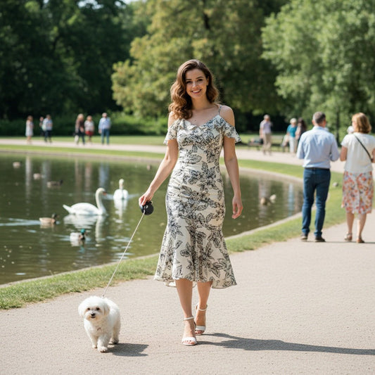 French Cami Dress, One - Shoulder Mermaid Floral Dress - SensorySoftShop