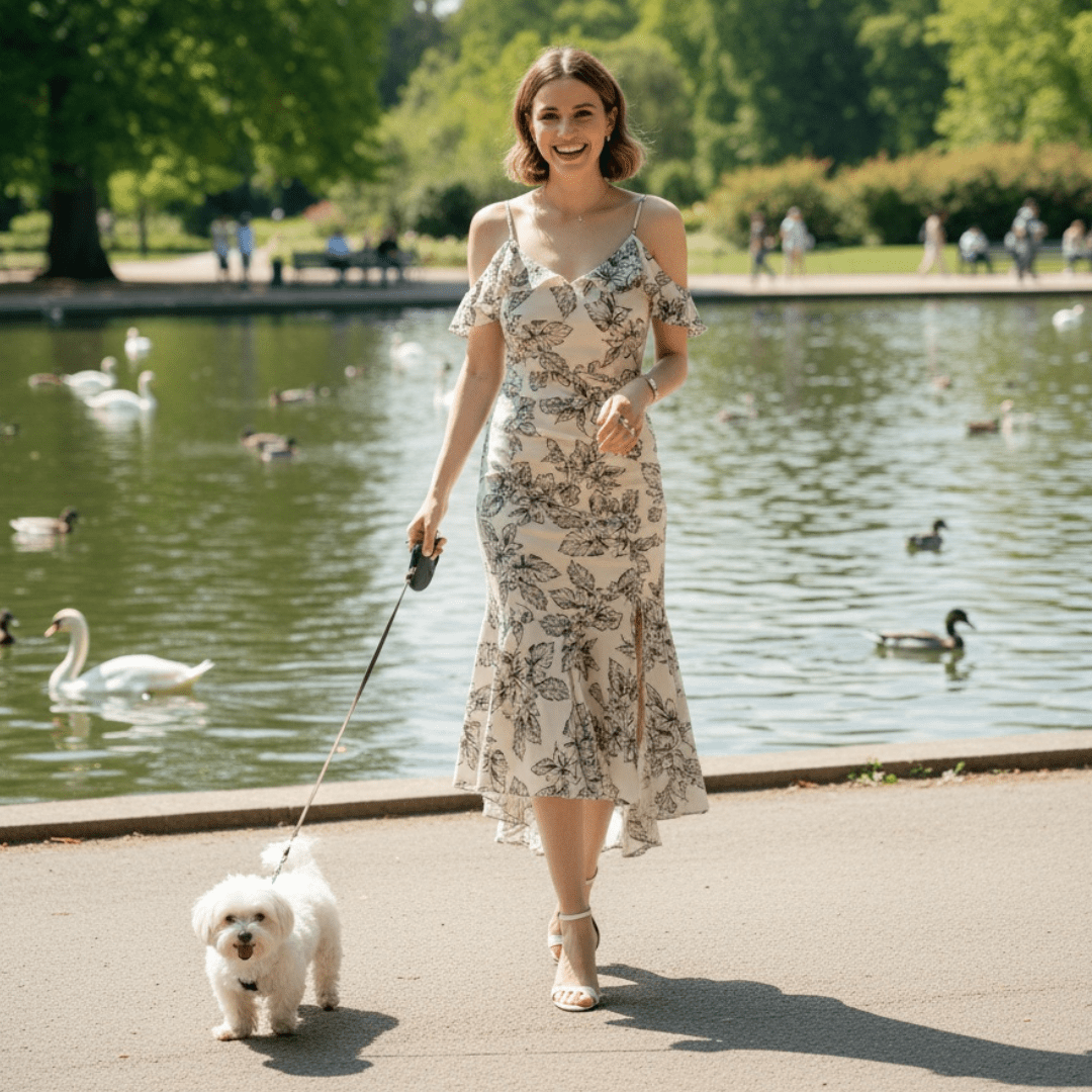 French Cami Dress, One - Shoulder Mermaid Floral Dress - SensorySoftShop