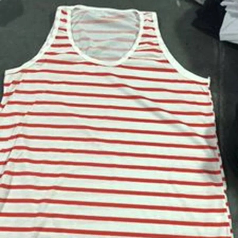 Men's Striped Sleeveless O Neck Tank Tops for Summer Beach and Holidays